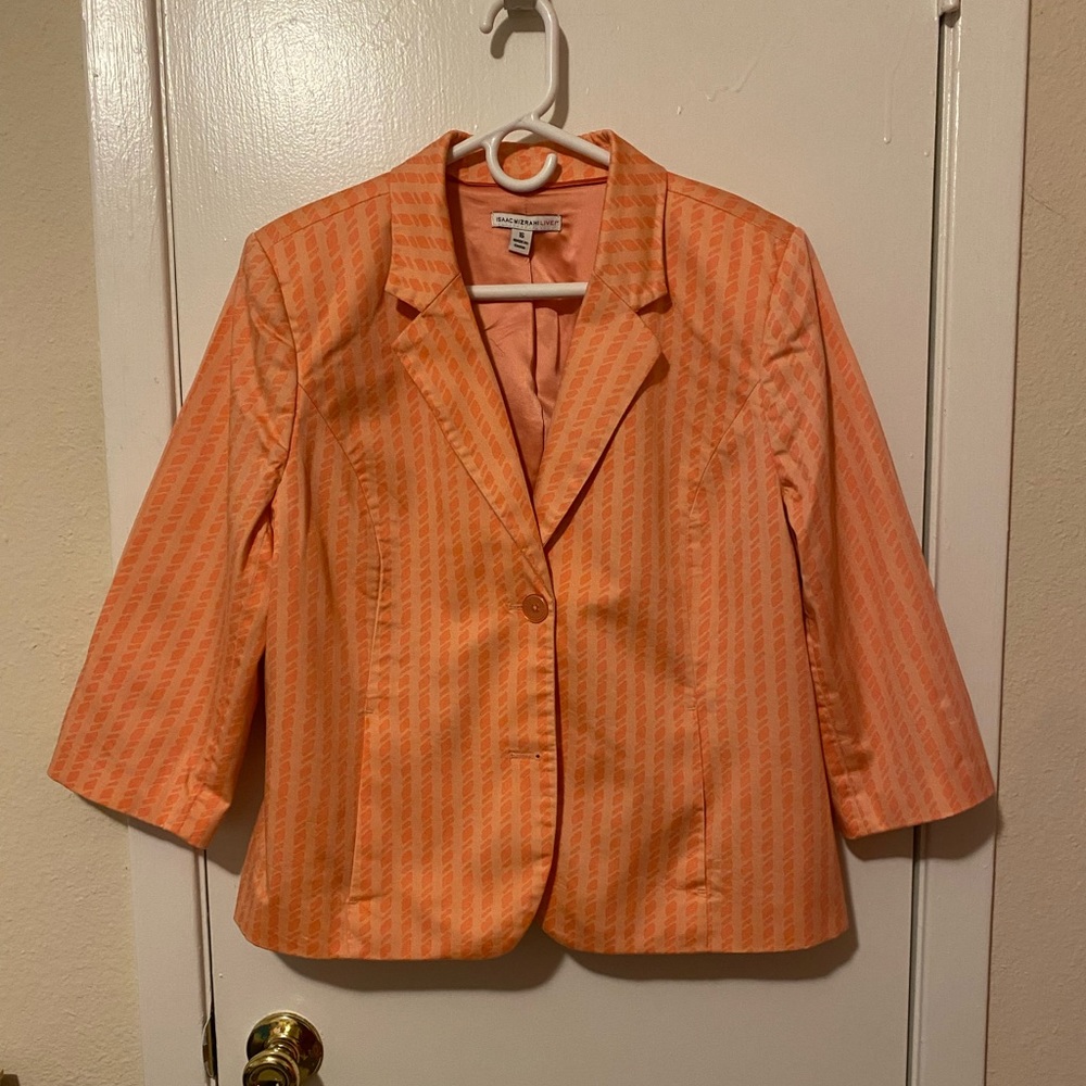 Isaac Mizrahi Live! 3/4 Sleeve Blazer - Size 16 - Peach